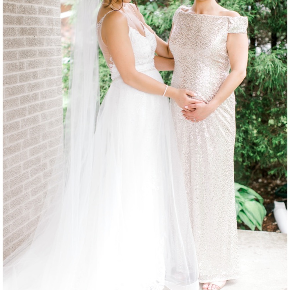 Adrianna Pappall Champagne Gold Maternity Dress